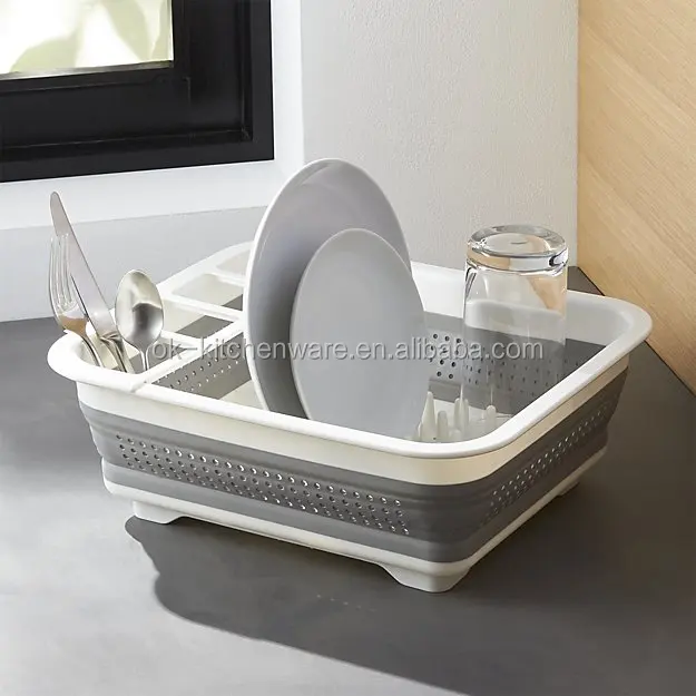 Collapsible Dish Rack and Drainer with Holder