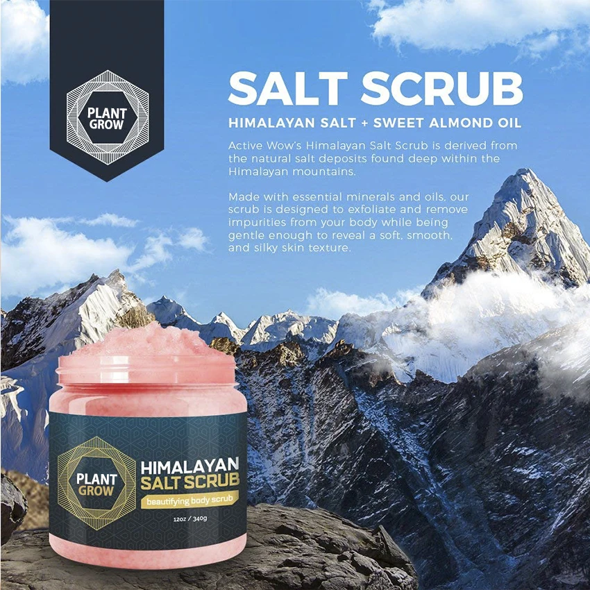 
OEM Hot Selling Himalayan Salt Body Scrub Lychee Fruit Essential Oil Exfoliating Body Scrub 