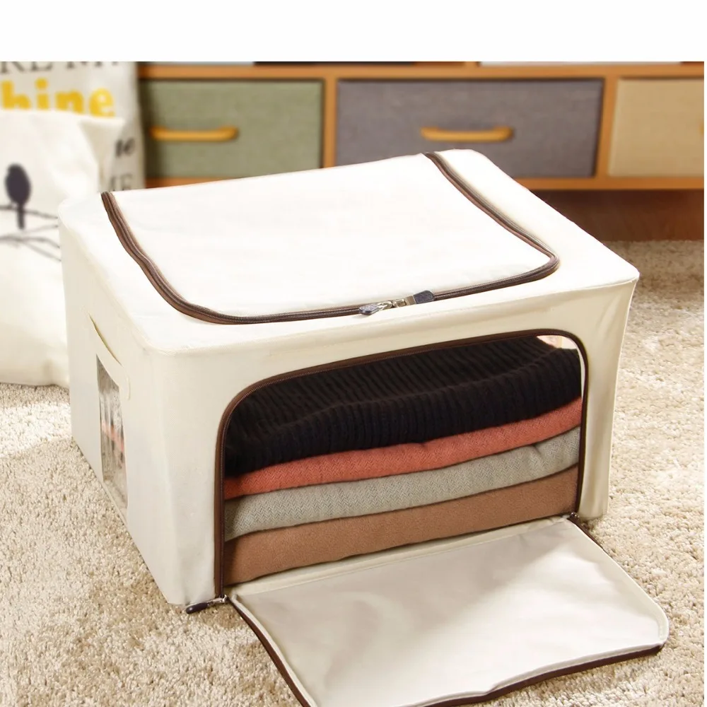 
Foldable Storage Bag, Breathable Fabric Dustproof Organizer Closet Storage Box Basket for Comforters, Blanket, Clothes 