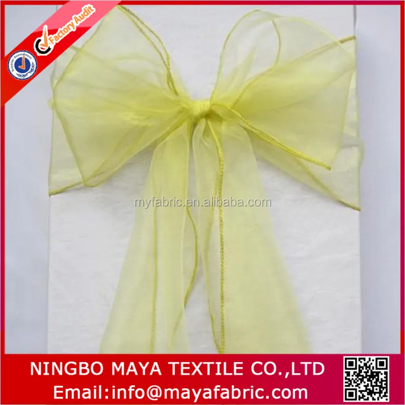 Factory supply colored organza chair sashes plain dyed organza fabric for banquet wedding Party Decoration Bow, home and hotel