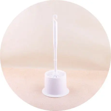 Plastic toilet cleaning brush with round stand