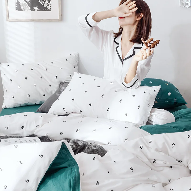 100-percent cotton woven fabric and 4pcs cotton bedding sets