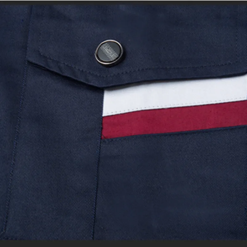 Navy Blue Cotton Long Sleeve Work Shirts Custom Work Wear Uniform