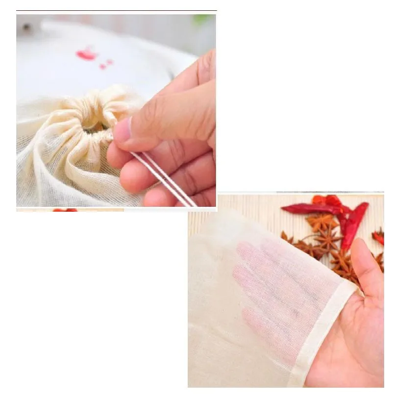 Natural organic cotton empty tea bag or coffee brew bag