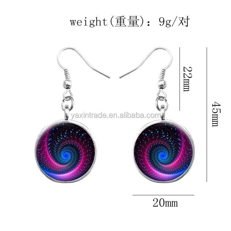 Hot sale on Alibaba mandala jewelry women fashion starry earrings vintage handmade glass earring