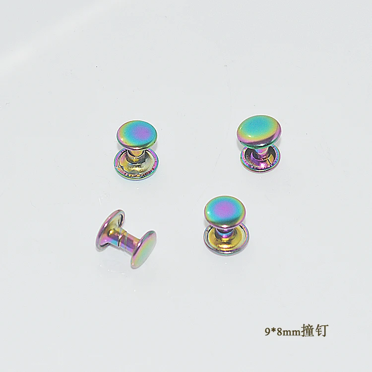 High Quality copper material rainbow color push rivet 9mm Double Cap Garments Metal Rivet for leather bag