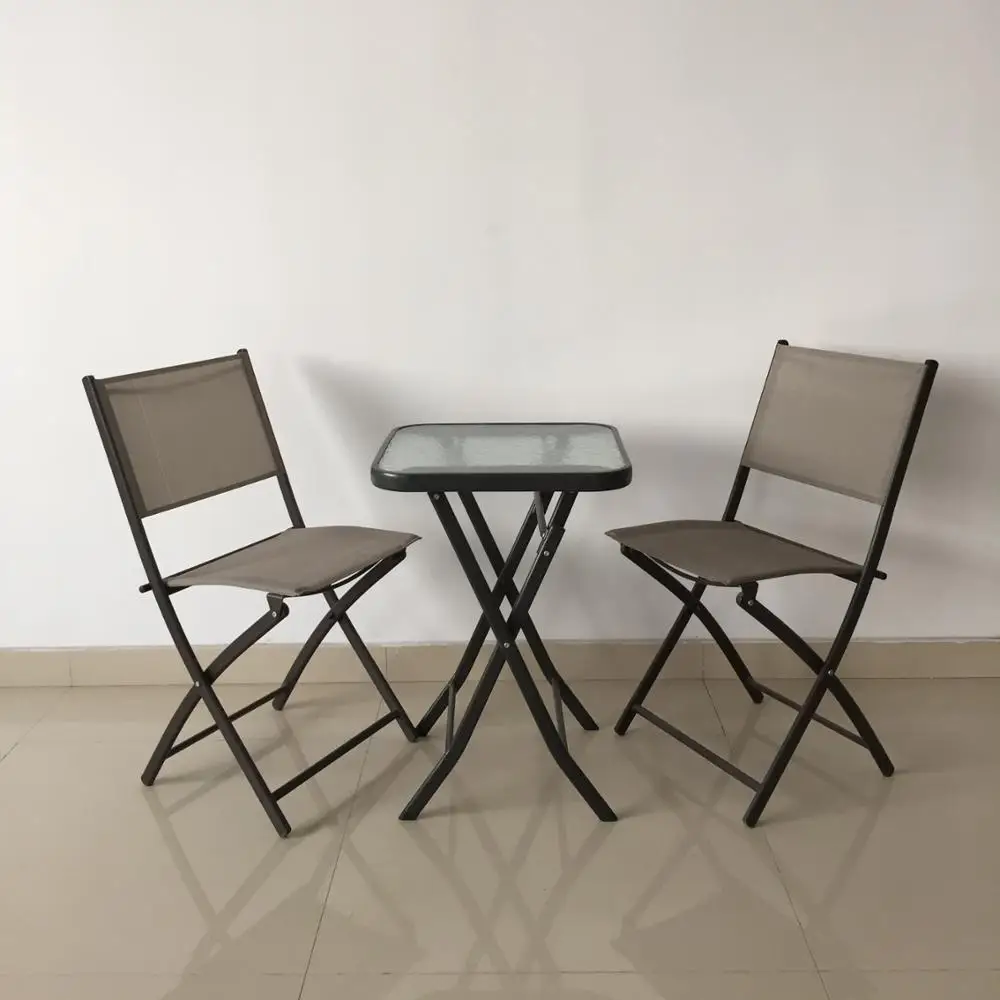 Uplion Modern Outdoor Garden Patio Folding set  3pcs Balcony Set Table and Chair Furniture