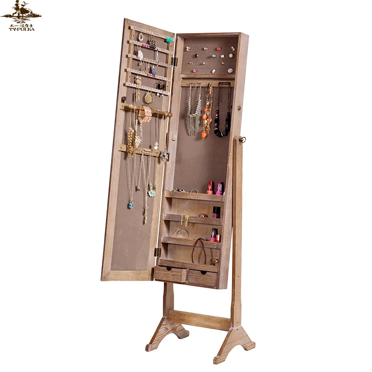 Индивидуальный дизайн, элегантный напольный зеркальный шкаф для ювелирных изделий