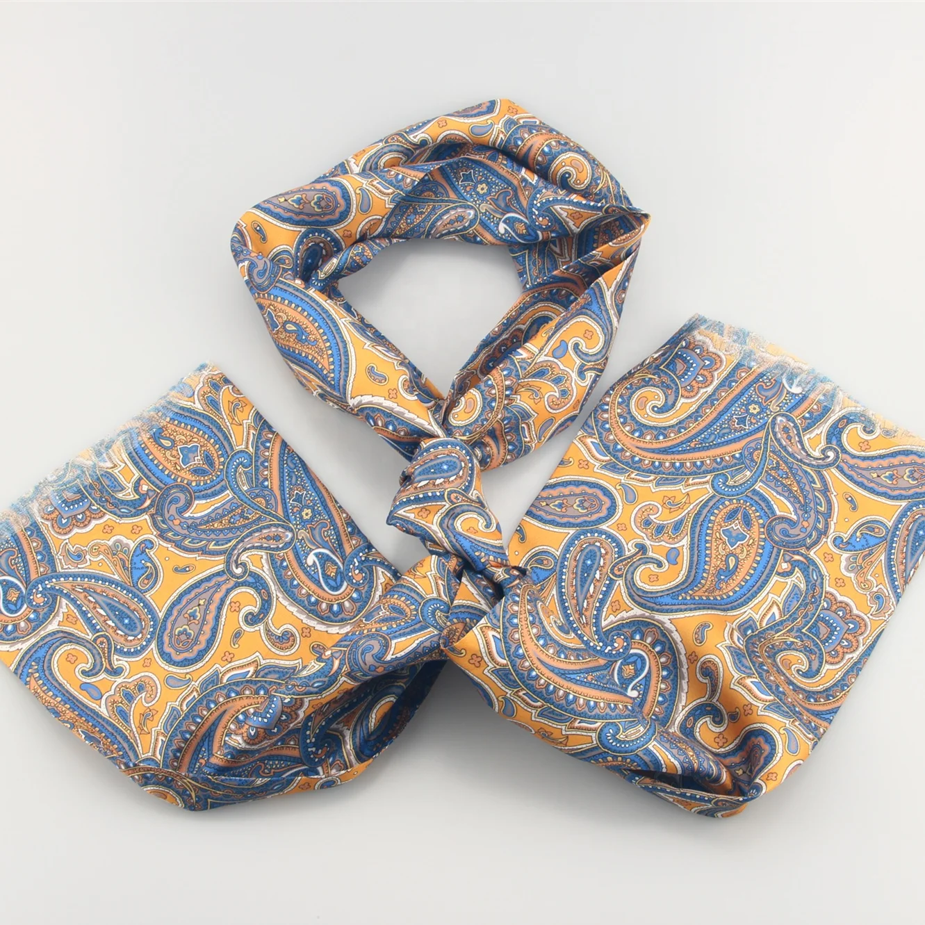 Paisley Floral Screen Digital Printing Mens 100% Pure Silk Scarf Custom