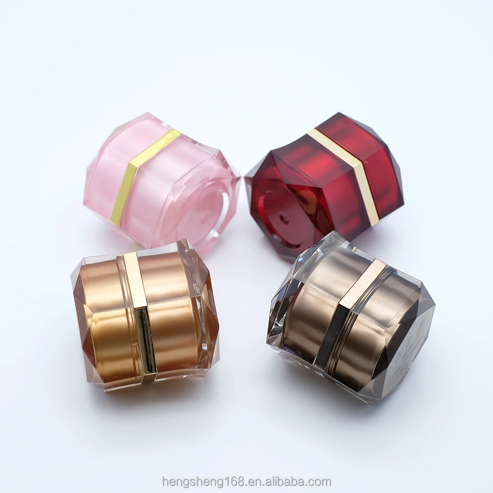 
Hengsheng factory supply customize OEM empty plastic acrylic polygonous crystal 5g 10g hexagon cream jar 