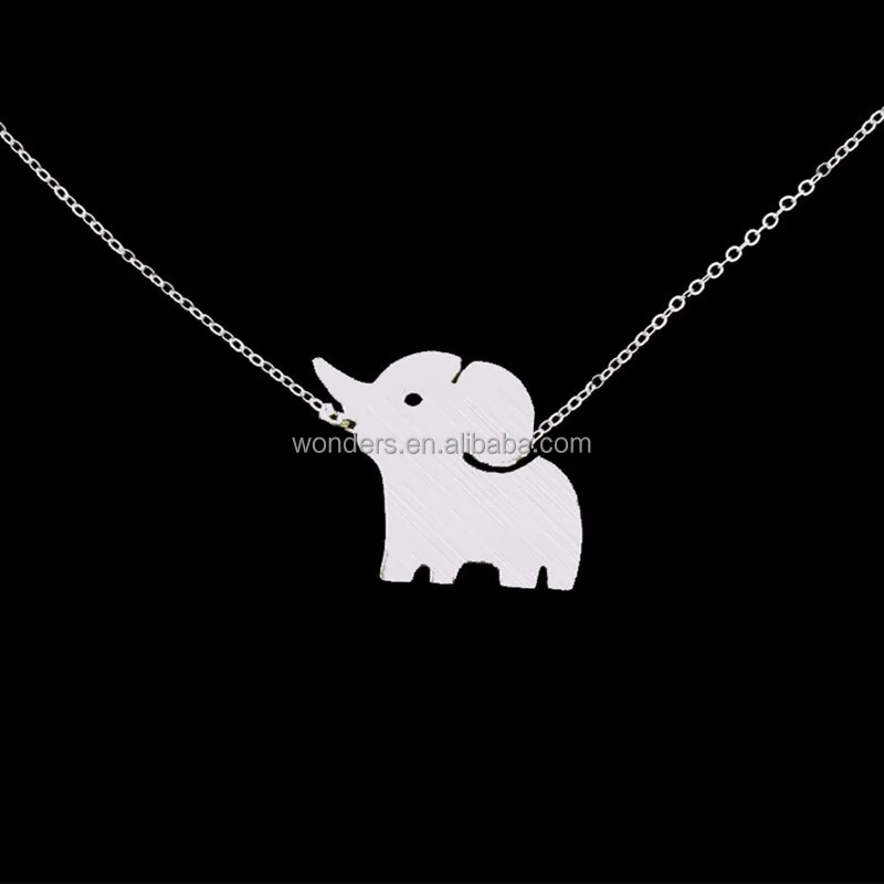 Wholesale Cute Babay Elephant Necklace Gold Silver Plated Stainless Steel Women Fashion Jewellery Elephant Pendant