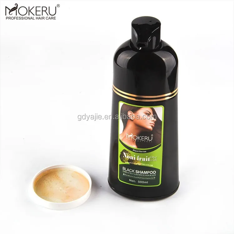 1pc Mokeru 500ML Bottle Fast Dye Only 5 Minutes Noni Plant Essence Black Hair Color Shampoo