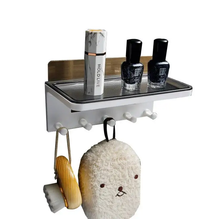 
2020 new design bathroom kitchen plastic multi-function storage rack with 5 hooks wall key hanger 