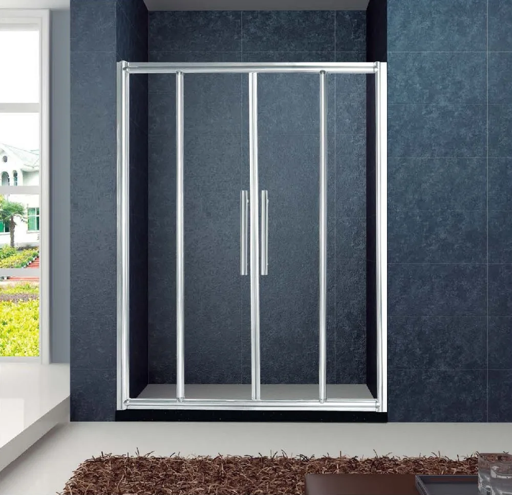 Kmry Shower Screen Aluminum Frame Bathroom 4 Panel Sliding Door