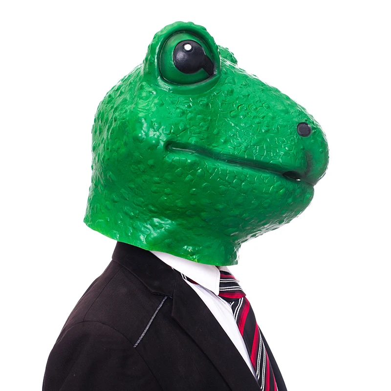 Molezu Factory Sale Novelty Halloween Costume Green Frog Latex Rubber Adult Full Face Animal Mask Halloween Decoration Props