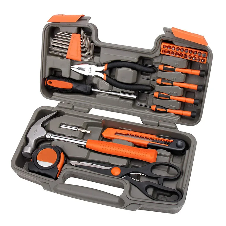
Set Hand Tool Kit With Plastic Toolbox Storage Work Tool 