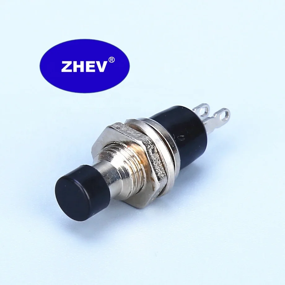 Metal PBS-10B Push Button Switch With Black Head 7mm