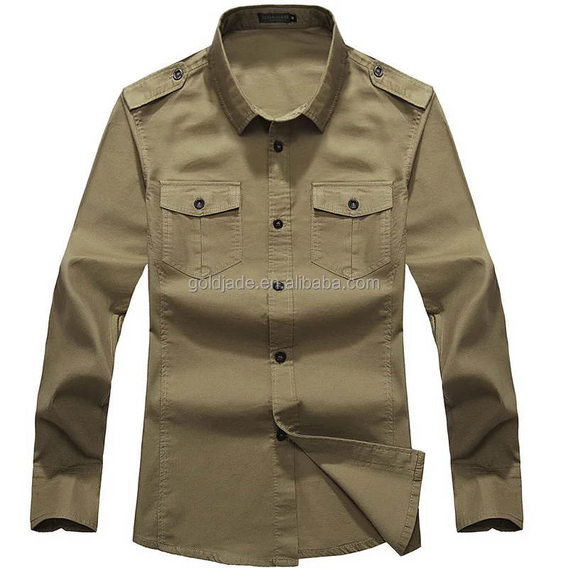 
Military style dress shirt, Latest Shirts for men, 100% cotton western style dress shirt 