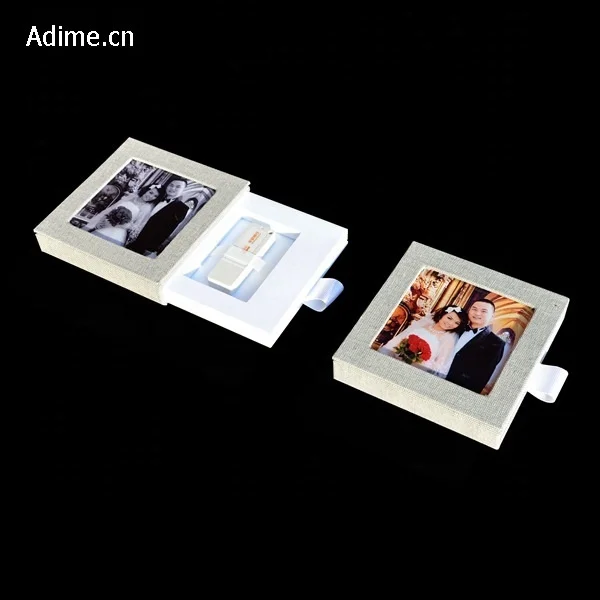 Wedding linen book cloth photo folio USB flash drive packaging case box