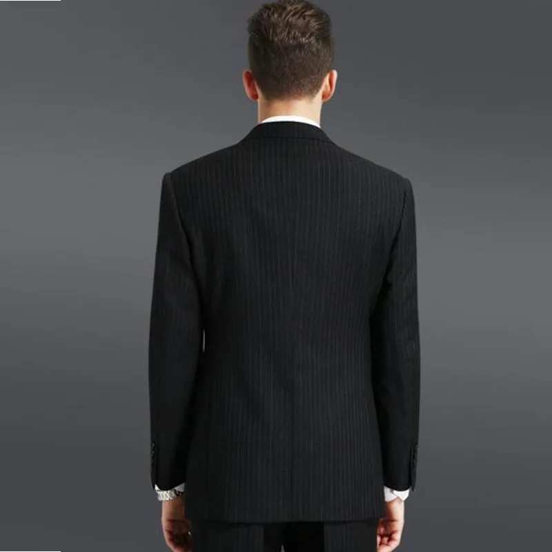 High quality 50% striped wool fabric mens blazer suits slim coat pants suits design whole three piece suits for young people