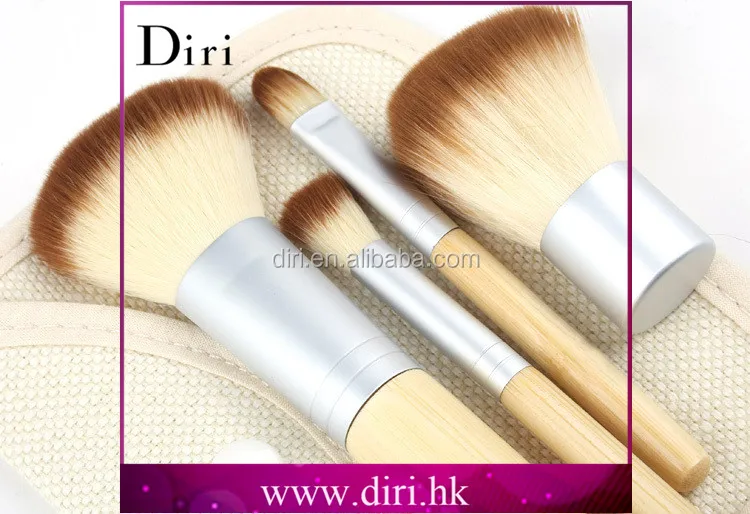 Diri 5pcs Small Travel Makeup Brush Kit Synthetic Natual Wood Bamboo Eco Friendly Make Up Brush