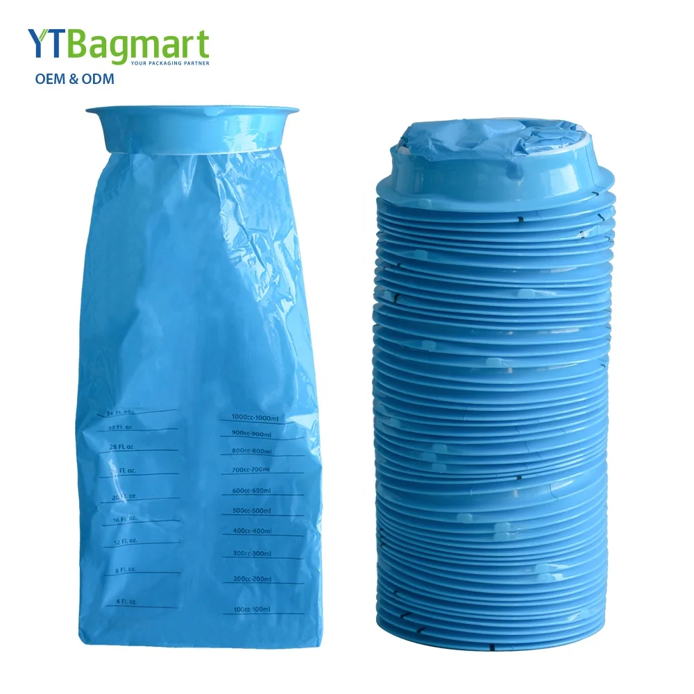 
YTBagmart Blue/White Medical Ldpe Airplane Travel Hospitals Disposable Barf Bag Travel Plastic Sickness Vomit Bags 