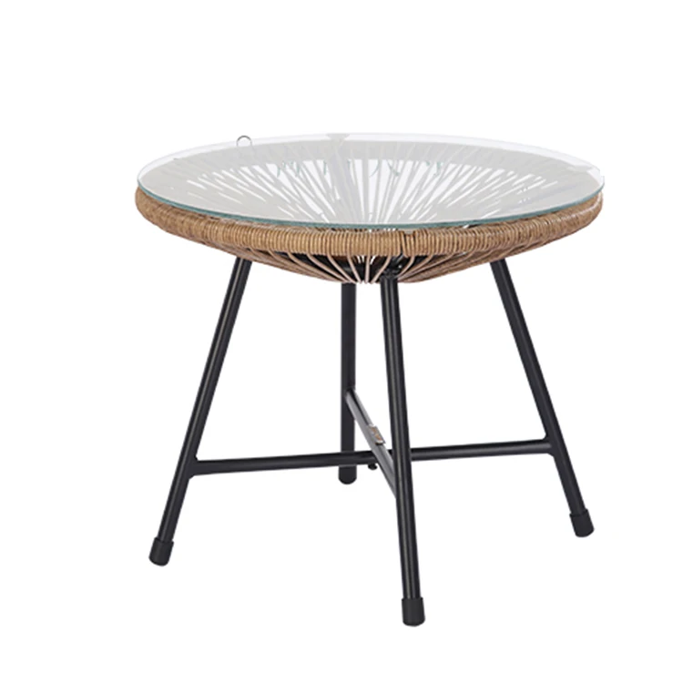 Modern Outdoor Leisure Glass Table Chair Garden Furniture Rattan Sofa Chair Set