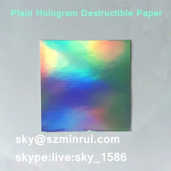 A4 Plain Hologram Destructible Vinyl Eggshell Sticker Paper,Ultra Destructive Hologram Egg Shell Papers Material
