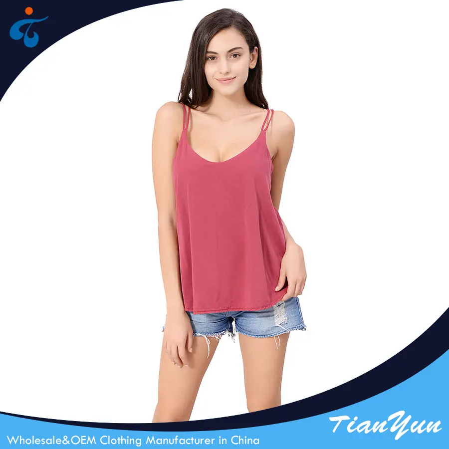 
Sleeveless plain dyed fashionable popular sexy women breathable red top blouse 