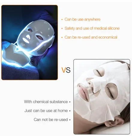 Face care Skin Rejuvenation 7 Color Facial Neck with EMS Microelectronics LED Photon therapy Mask