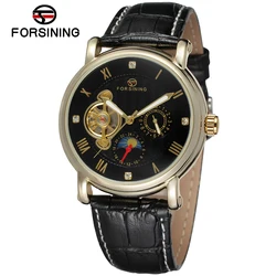 China Watch Factory FORSINING Man Tourbillion Automatic Wholesale Multifunctional Moon Phase Tourbillon Mechanical Mens Watches