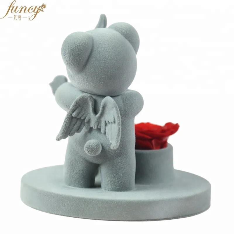 New Product Ideas 2018  Teddy Bear With Rose Valentine Day Gift Preserved Flower Rose Bear