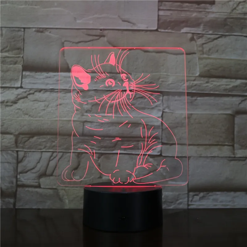 KS 3D 3035 креативное украшение лампа в виде кошки Блестящий светодиодный ночник для детской комнаты