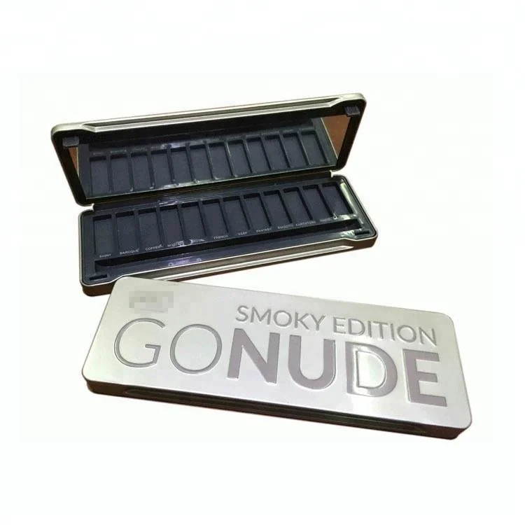 custom logo professional magnetic makeup eyeshadow tin palette 12 colors with mirror and embossed Logo