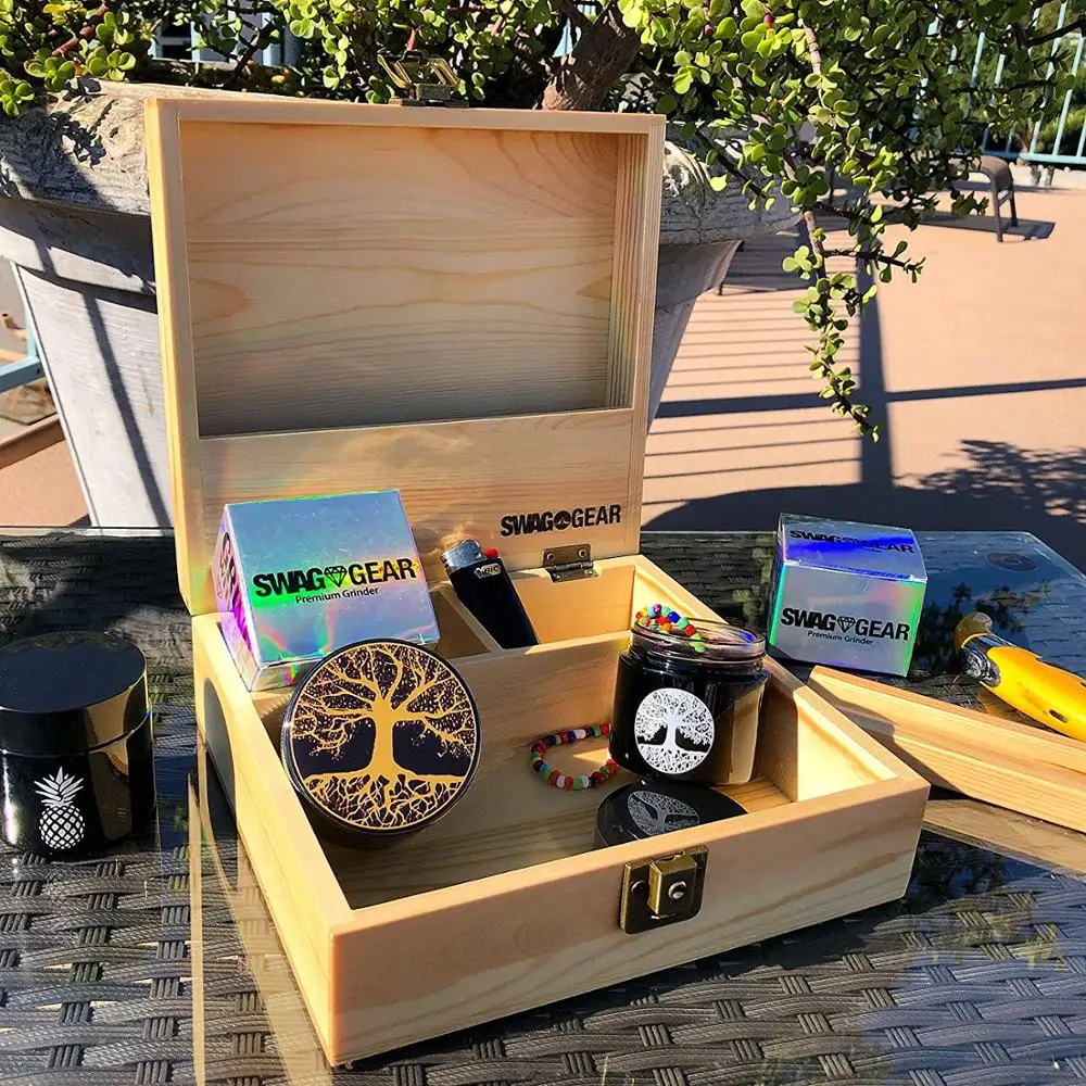 Locking Stash Box with Rolling Tray - Stash Box with Lock and Key - Stash Boxes Compartment Storage for Accessories