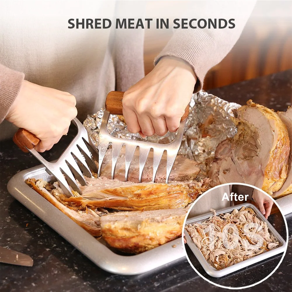Best Selling Easy Shredding Pulling Handling Lifting Cutting Forks BBQ Claws Pulled Pork Shredder Metal Meat Shredding SS Claws
