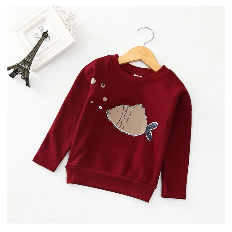 
New design for children casual pullovers winter thick sweatshirt long sleeve tops for everyday wear kids plus velvet custom 
