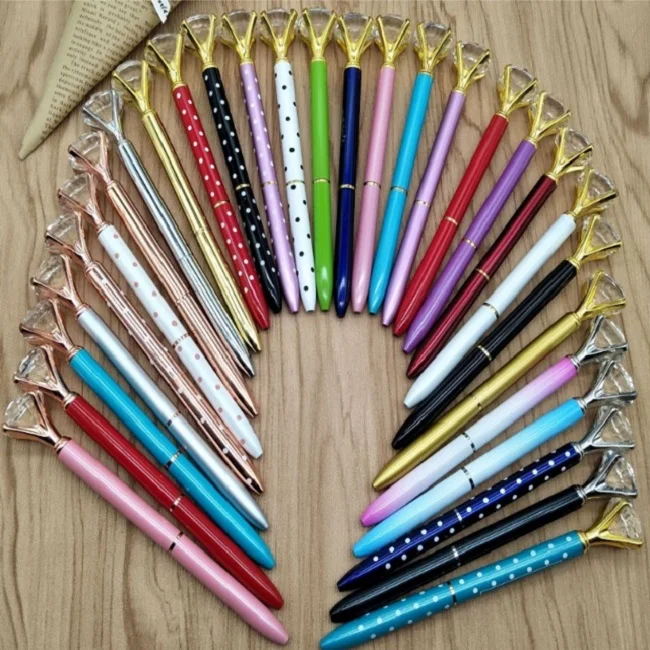 New 2018 Big Diamond Pen Metal Ball Pen/ Glass Crystal Pens/Advertising Pens Customization