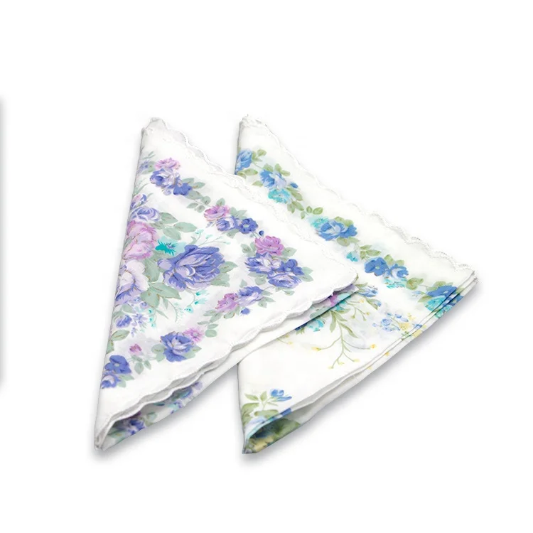 Customized Size Square Scallop Edge Wedding Handkerchiefs