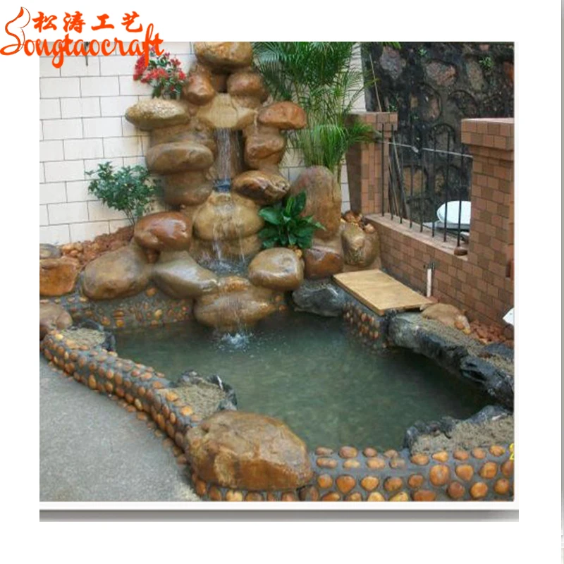 China factory cheap price fiberglass rock waterfall statue hotel pool artificial fake stone for garden indoor outdoor wholesale