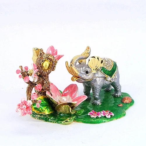 Alibaba express indian silver jewelry elephant shape jewelry box for diwali