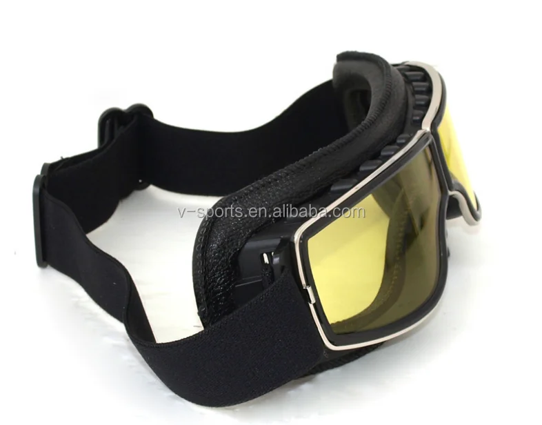 Brown Leather Frame with Clear lens Vintage Goggles motorcycle mask goggles