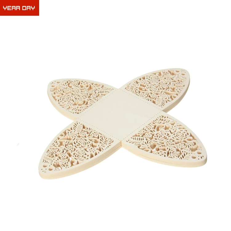 China Supplier Laser Cut Rose Hollow Out Paper Candy Favors Wedding Party Gifts Ribbon Box Bonbonniere