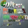 101 Pcs Set Fishing Tackle Set with Soft Worm Lures Metal Spinner Spoon Lures Night Fishing
