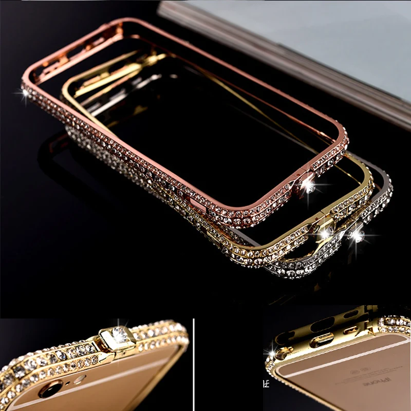 Metal Frame Case for iPhone  6s 67 8 Plus X XR XSMAX  Luxury Aluminum Metal Bumper Bling Glitter Diamond rhinestone shinning