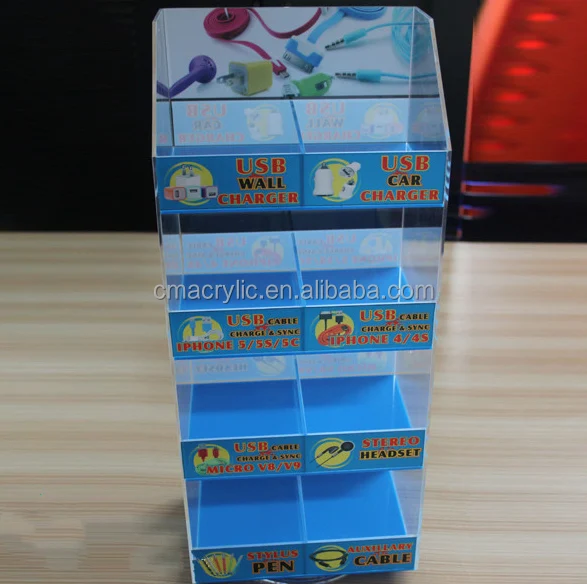 6 tier Cases Charger Counter Display Clear Acrylic Mobile Phone Cellphone Accessories Display Stand