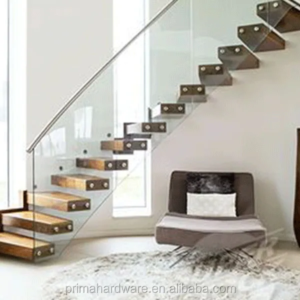 interior single stringer straight steel wood tread stair/open riser staircase