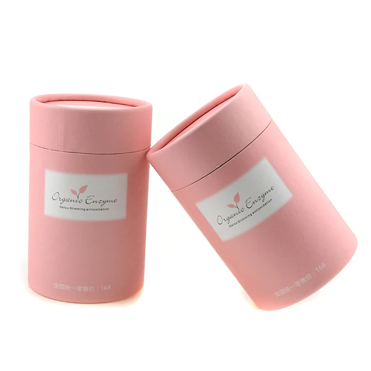 Round pink cardboard box decorated cylinder cardboard boxes