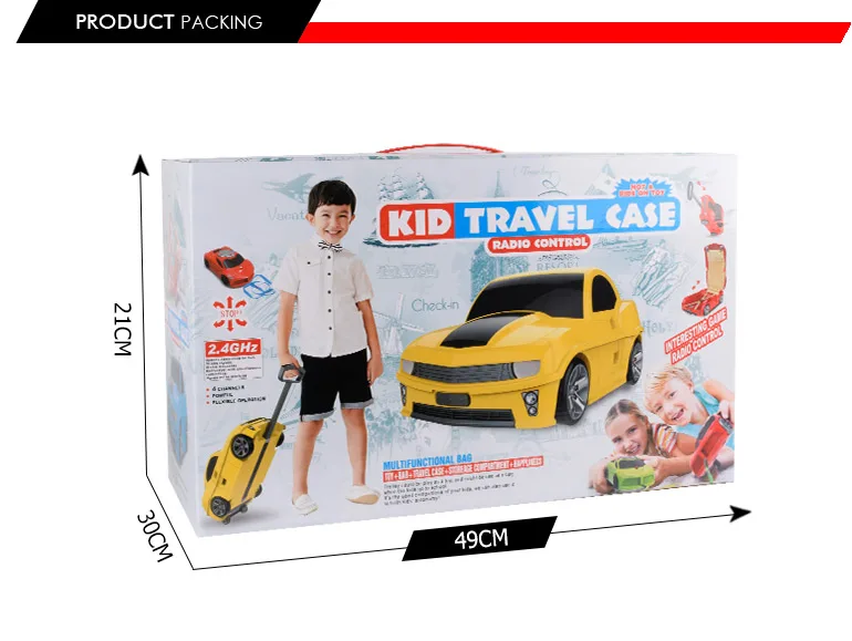 
 Детский 2 в 1 чемодан на колесиках для путешествий с дистанционным управлением Детский чемодан с автомобилем  