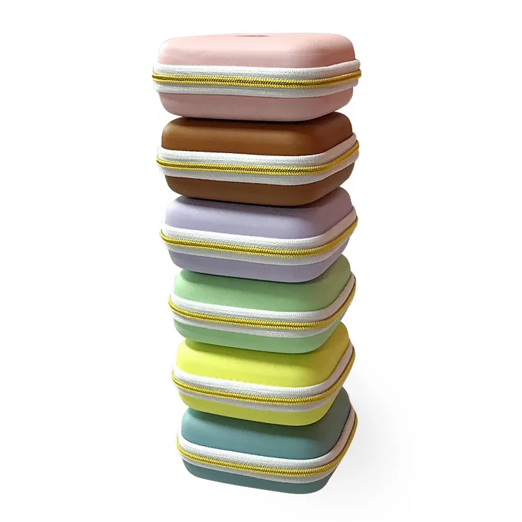 Colorful Macarons Color EVA Zip Hard Storage Carrying Cosmetic Bag Lipstick Case With Mirror